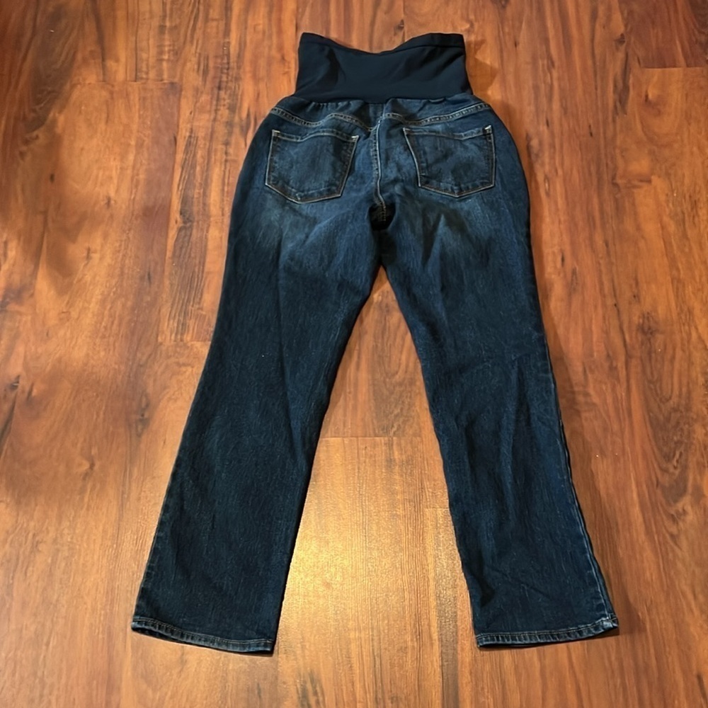 Indigo Blue Maternity Jeans size PM dark wash full panel 27’ inseam pregnancy - Picture 7 of 10